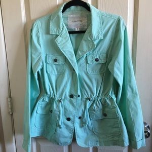 Maurices Blue Cotton Cinched Waist Jacket Medium
